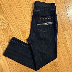 Christine Phillipe Sparkly Jeans Gold Metallic Embellished Bling Straight leg 6